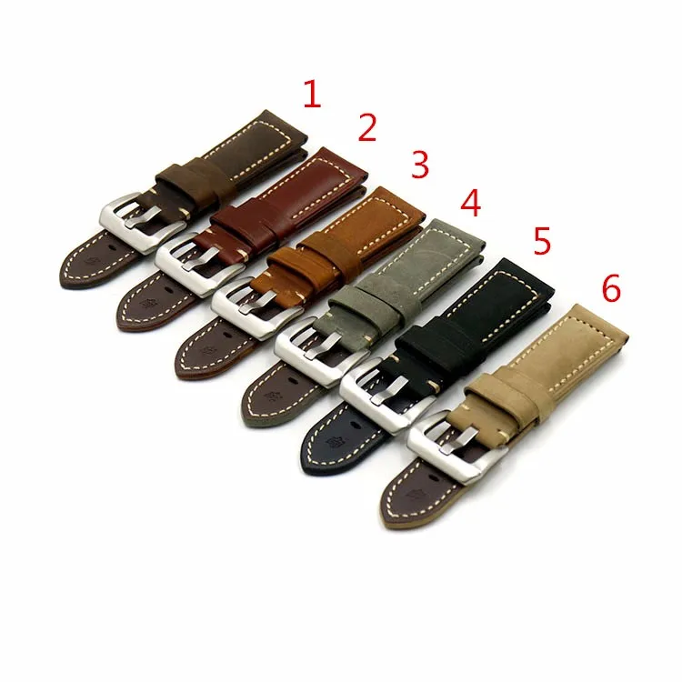 Leather watch strap genuine big buckle 22mm watch band