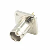 Straight Nickel BNC Female Chassis Mount Connector With 4-hole Panel Mount Solder PCB