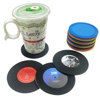 

Custom silicone pvc tea cup mat coaster set retro vinyl record coasters for drink