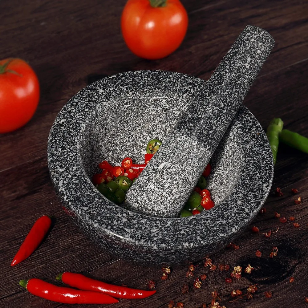 Guacamole Herbs Granite Mortar And Pestle Set Solid Stone Grinder Bowl