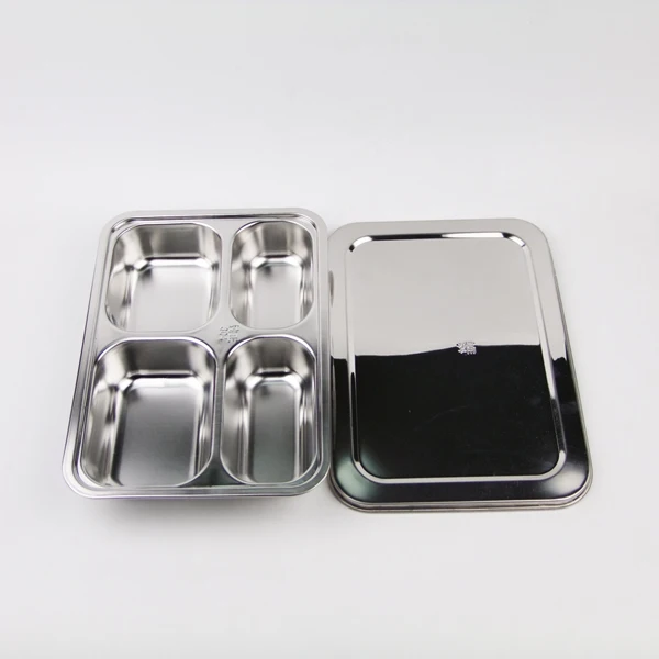 
Easy Cleaning NFB2417-4 rectangular metal stainless steel 4 compartment tiffin lunch box food container 