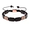 natural stone square black onyx custom logo square diamond macrame bracelet