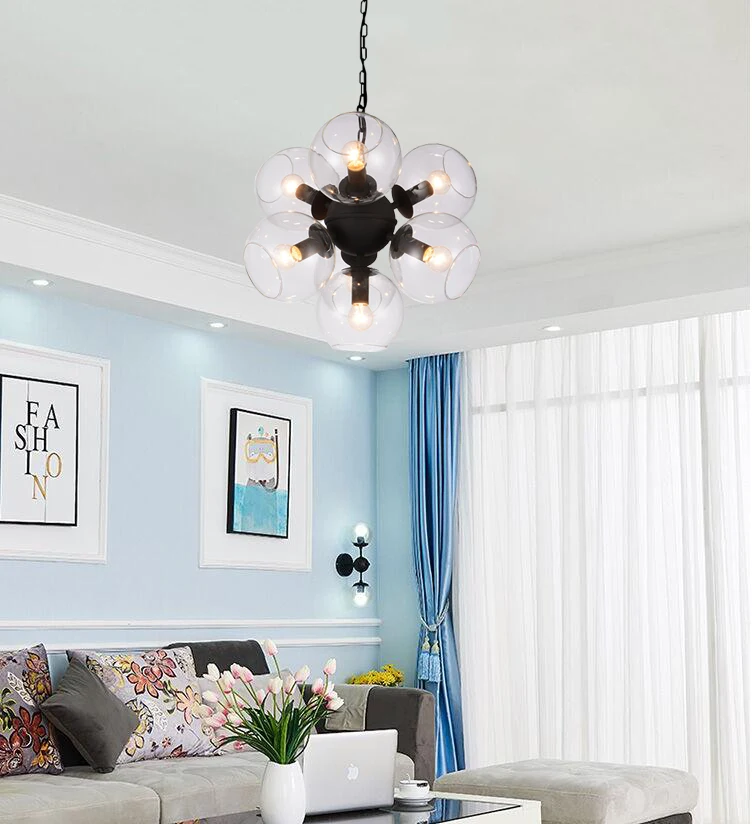 Postmodern fashion simple glass ceiling lamp warm dining room bedroom decorative lamps