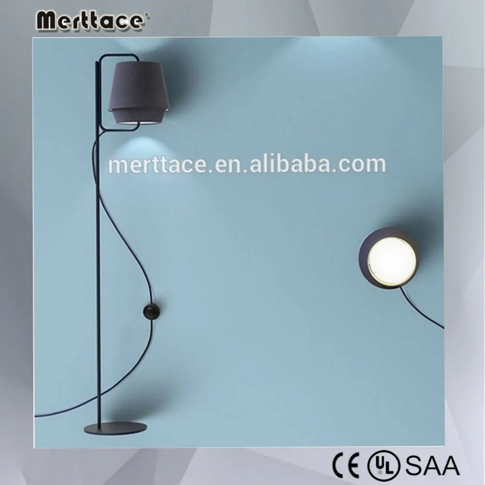 Italië ontwerp zwarte stof vloerstaande lamp met metalen e27 ...