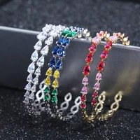 

XIUMEIYIZU Sparkling Multicolor Crystal Stone Semi Round Hoop Earrings For Women High Quality CZ Jewelry For Gift Party
