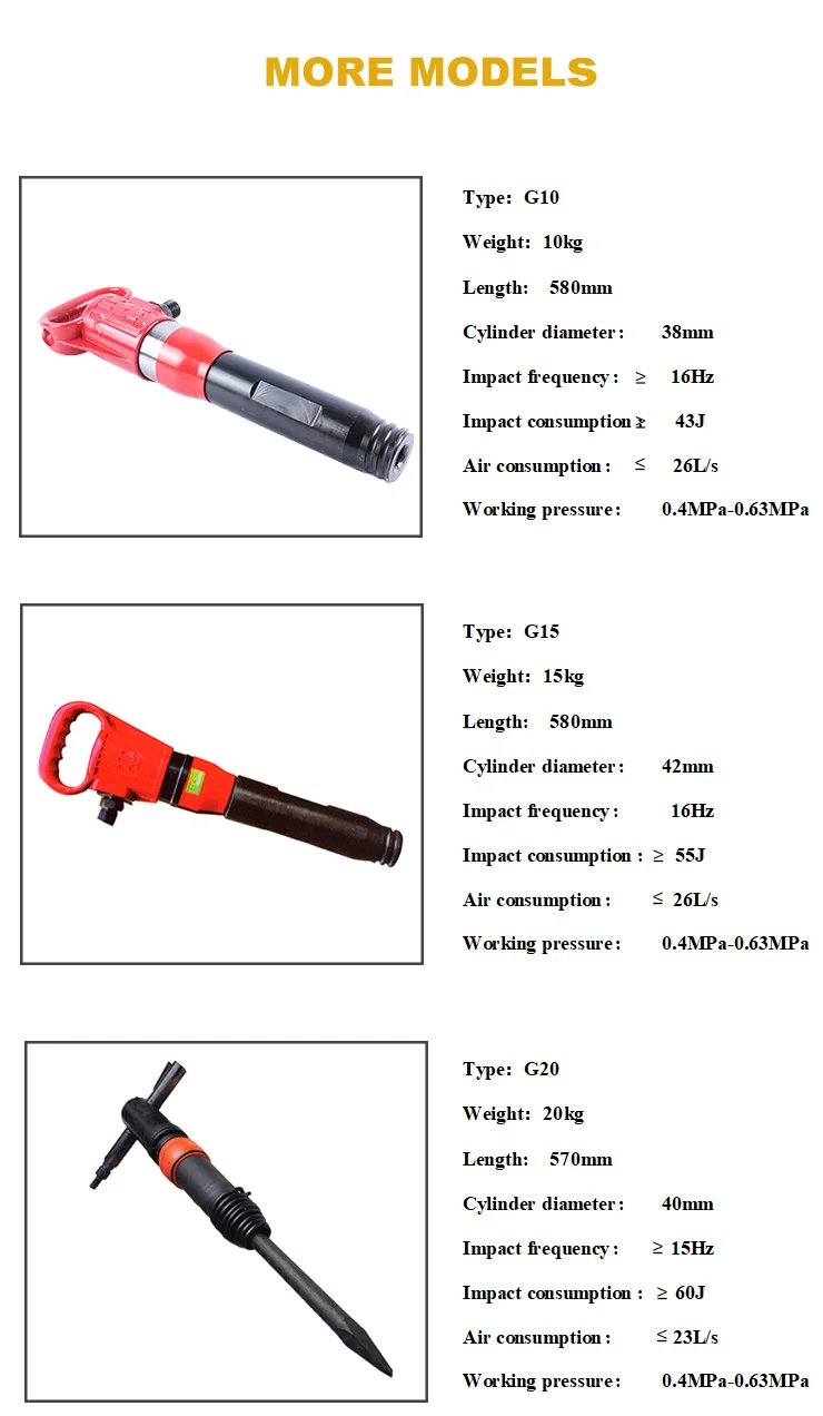 Pemasok Cina G10 Pneumatic pionjar 120 jack hammer harga