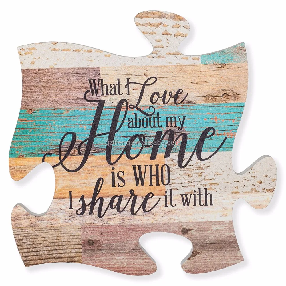 Wood Look Wall Art Wall Hanging Puzzle Piece Wooden Plaque Buy Wooden