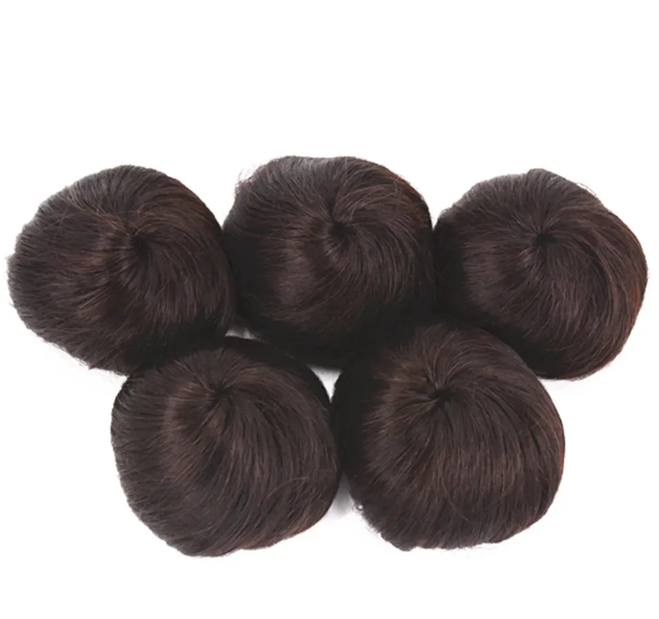 

Natural color donut human hair bun chignon, #1b