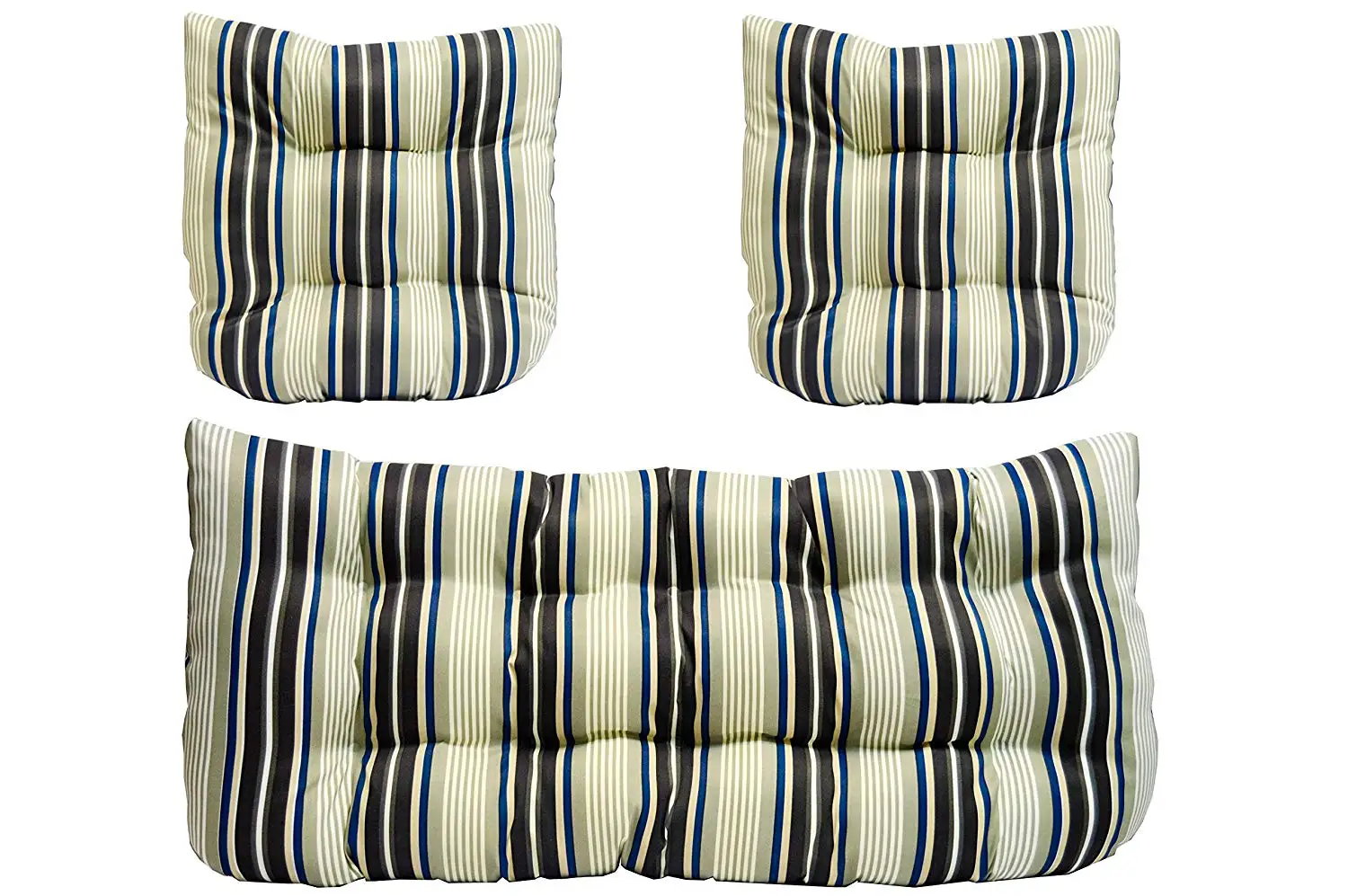 Buy 3 Piece Wicker Cushion Set - Black Plaid / Country Checkered