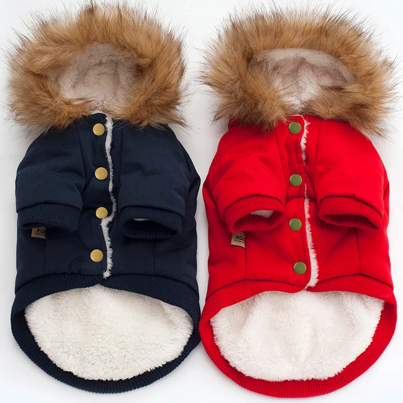 

JY480 double leg pet coat thickened hooded horn button dog clothing