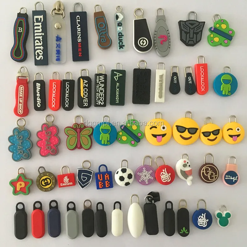 Soft Embossed Pvc Rubber Zip Pullers For Clothing/custom Zipper Pulls