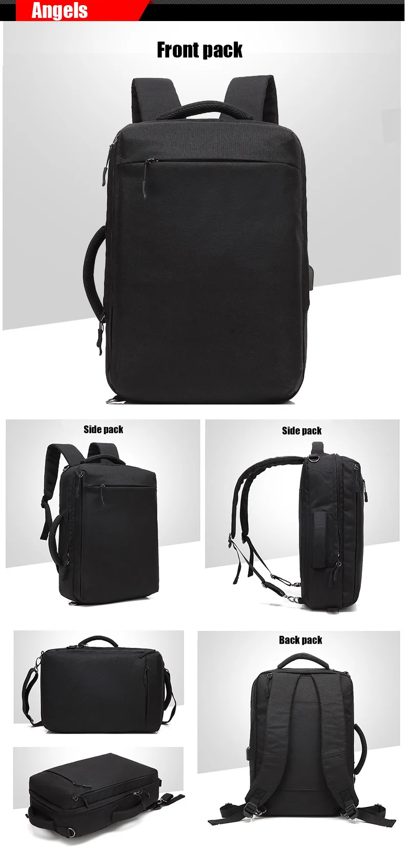 3IN1 waterproof multifunctional unisex USB charging port laptop school backpack rucksack back pack messenger bag satchel 2017