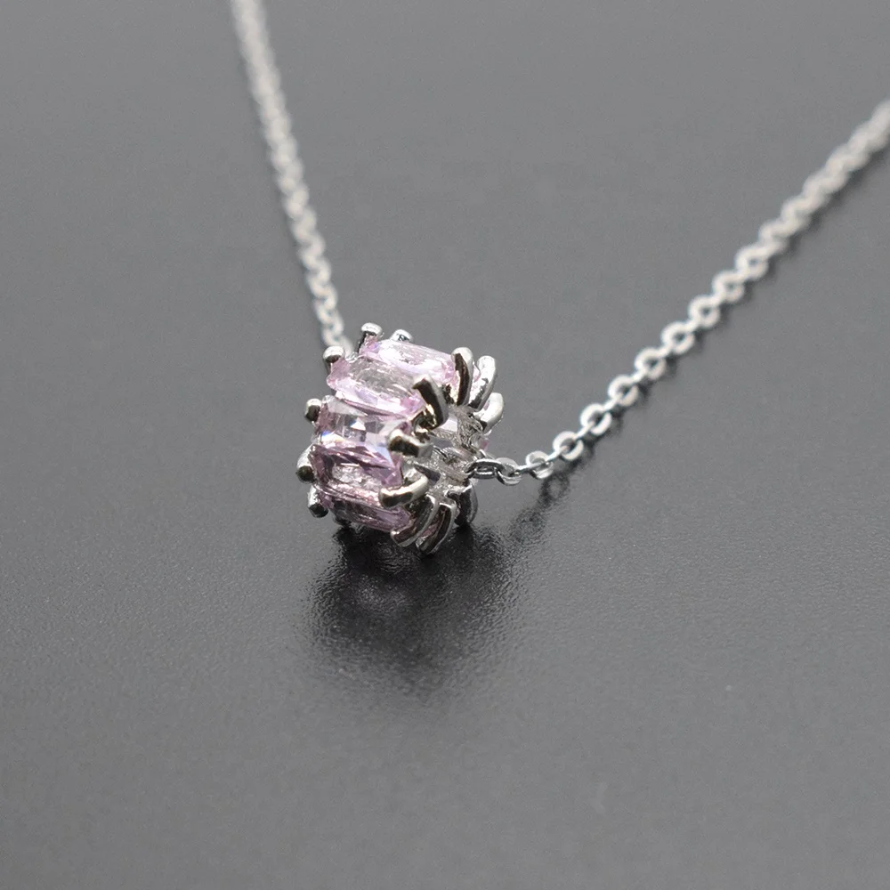 

Custom Pink CZ Diamond Women Crystal Pendant Jewelry Necklace