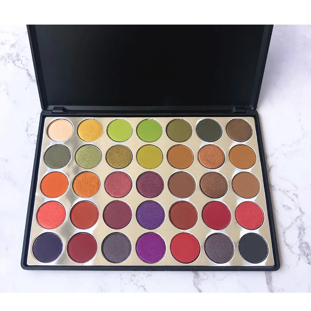 

2019 New Face Makeup35BM Bronze Eye Shadows Palette Private label Matte Glitter Natural Long-lasting 35 Colors Eyeshadow Palette