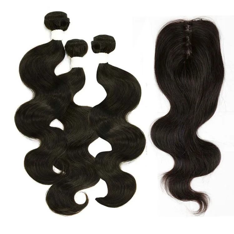 

Cheap human remy hair,hair bundles with closure,virgin human hair bundles with Machine made closure, #1b or as your choice