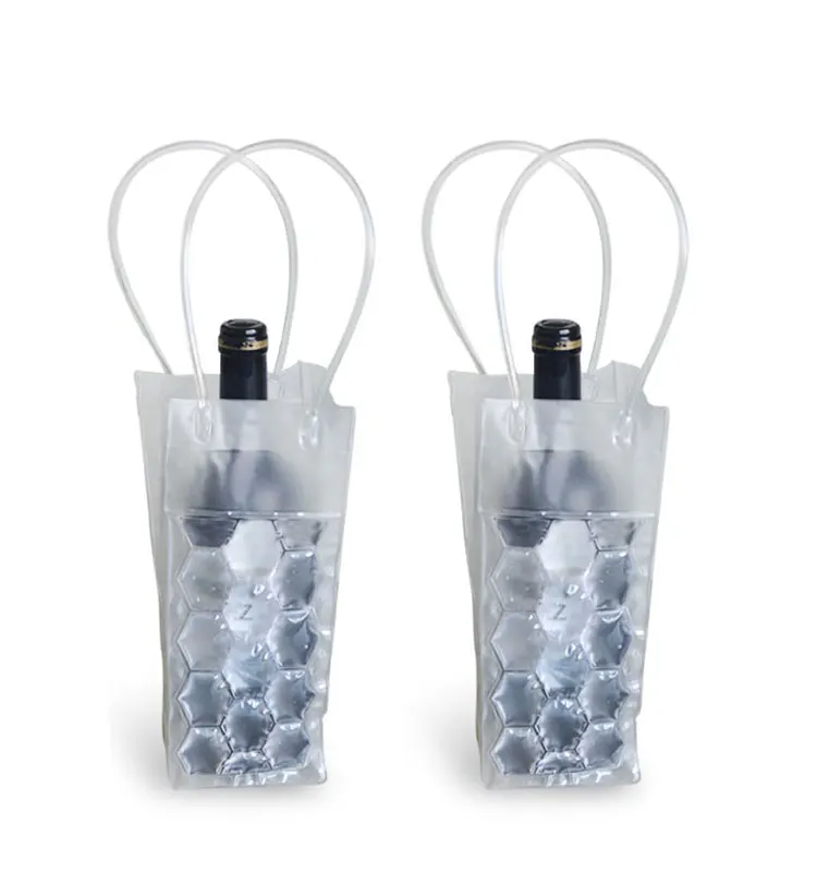 
Travel Plastic Transparent PVC Disposable Freezer Liquor PVC Bottle Ice Tote Wine Gel Cooler Bag 