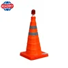 LED collapsible roadside flexible traffic cone with flashing light
