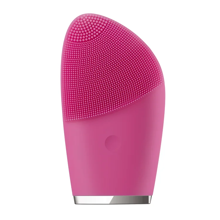 

Waterproof USB Rechargeable Electric Facial Scrubbers Electric Silicone Facial Cleansing Brush Makeup Brush Cleaner, Pink/red