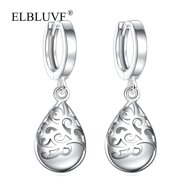 

ELBLUVF Free Shipping Womens Opal Alloy Copper Zircon 925 Sterling Silver Plated Jewelry Branch Retro Drop Earrings, White gold