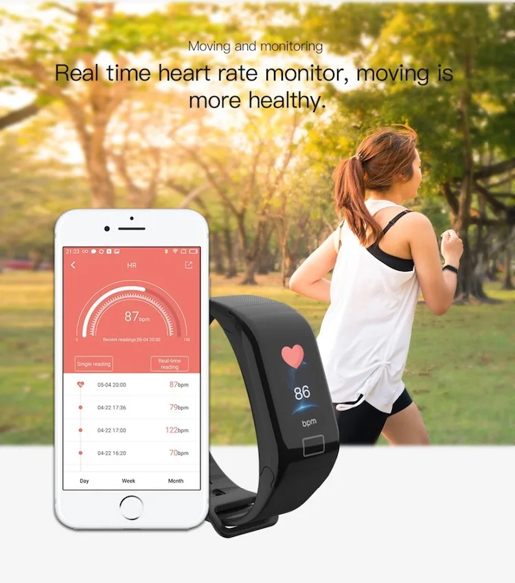 High quality F1 Plus Smart band Blood Pressure Waterproof Color Screen Heart Rate Monitor Smart Bracelet Wristband R3