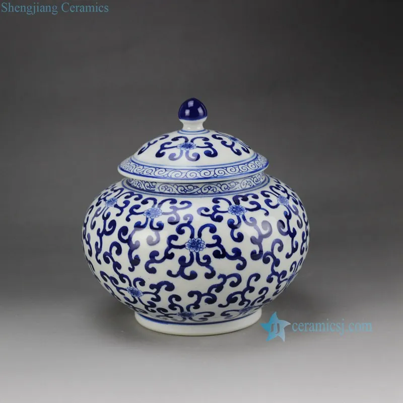 Rzbg08 B Hand Paint Elegant Round Belly Blue And White Chinese Porcelain Jar With Lid Ceramic Rzbg08 B Hand Paint Elegant Round Belly Blue And White Chinese Porcelain Jar With Lid Ceramic