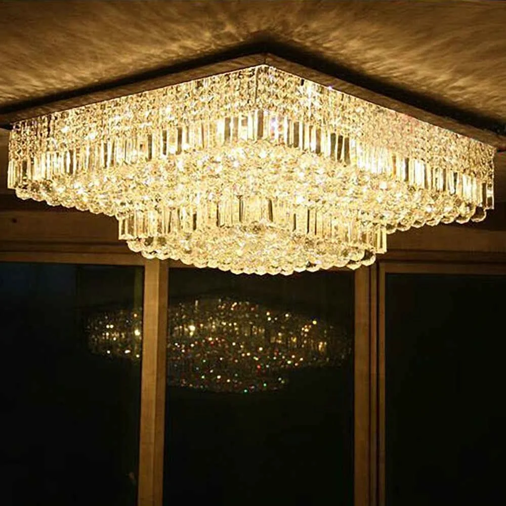 Guzhen rectangular LED chic cristal chandelier