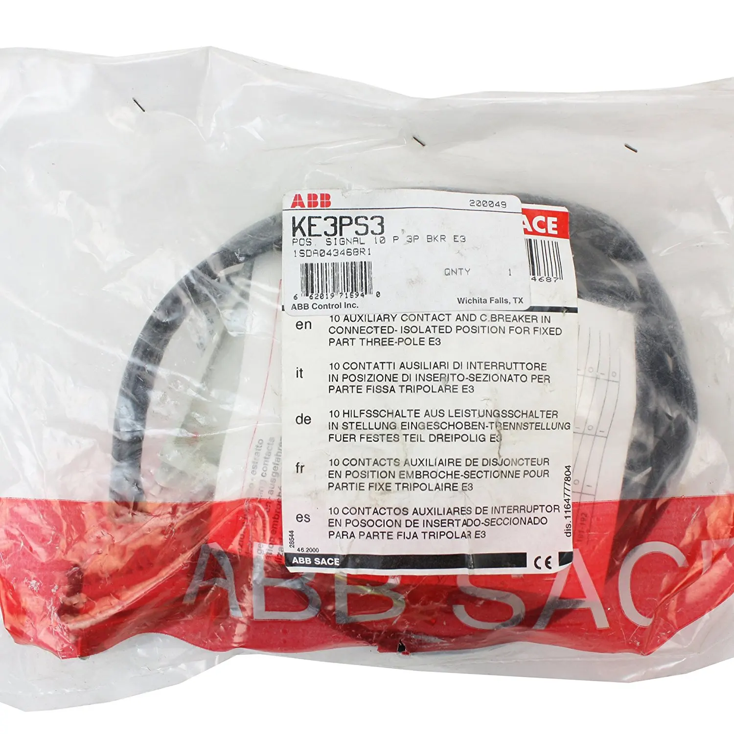 ABB KE3PS3 POSITION SIGNAL 10 AUXILIARY CONTACT & CIRCUIT BREAKER CRADLE MOUNT