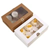 Oem Odm Kraft Paper Packaging Luxury Dessert Gift Box Transparent Cupcake Packing Box with Clear Window