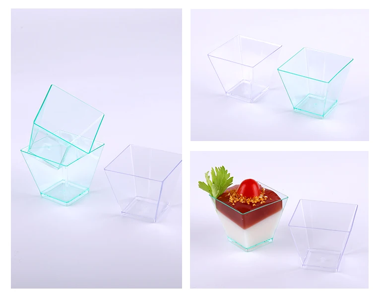 Clear Multi Use 2oz Disposable Square Plastic Cup For Food Storage