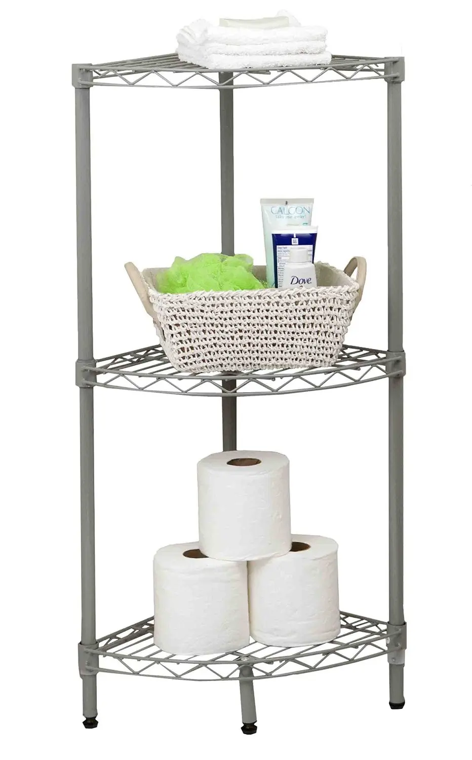 Eco Friendly Feature Metal Wire Bathroom 3 Tier Shower Rack With Diy