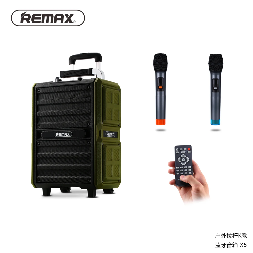 

Remax Newest Outdoor Pull Wireless Speaker Connected with Microphone, Black;green