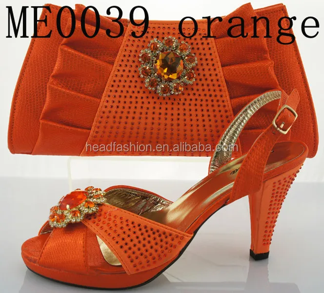 orange shoes and bag for wedding