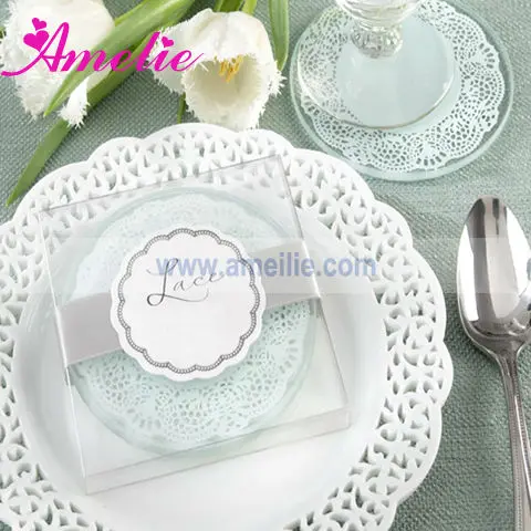 

ACC020 Lace Exquisite Frosted Wedding Hot Sale Glass Coasters, Shown as the pciture