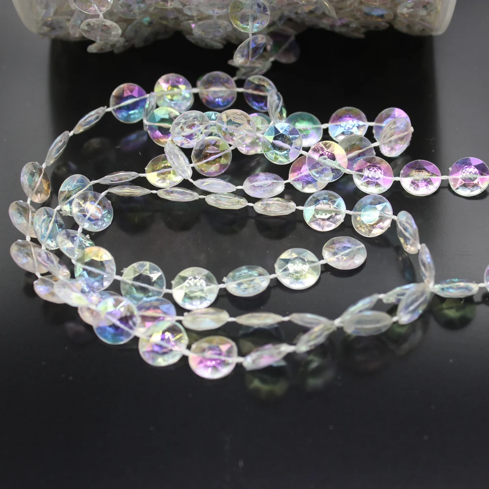 

Hot Popular 30M/Roll 10MM Iridescent Octagon Acrylic Beads Strand Line Chain Wedding Party Diamond Garland String