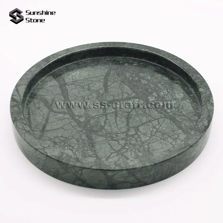 Unique Deep Green Marble Stone Round Vanity Tray For Home Buy Marble