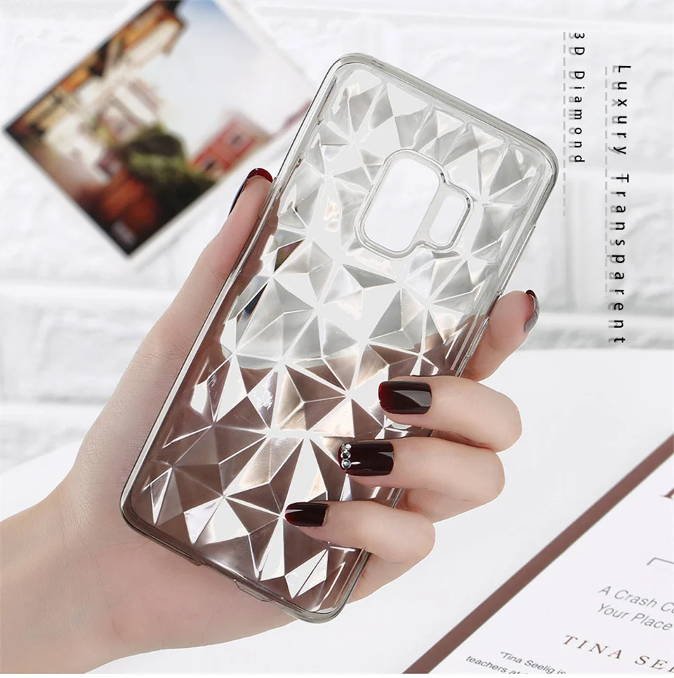 

For Samsung Galaxy S8 S9 Plus Note 8 9 Phone Case Luxury Diamond Texture Case Clear Soft TPU Case For Samsung S9