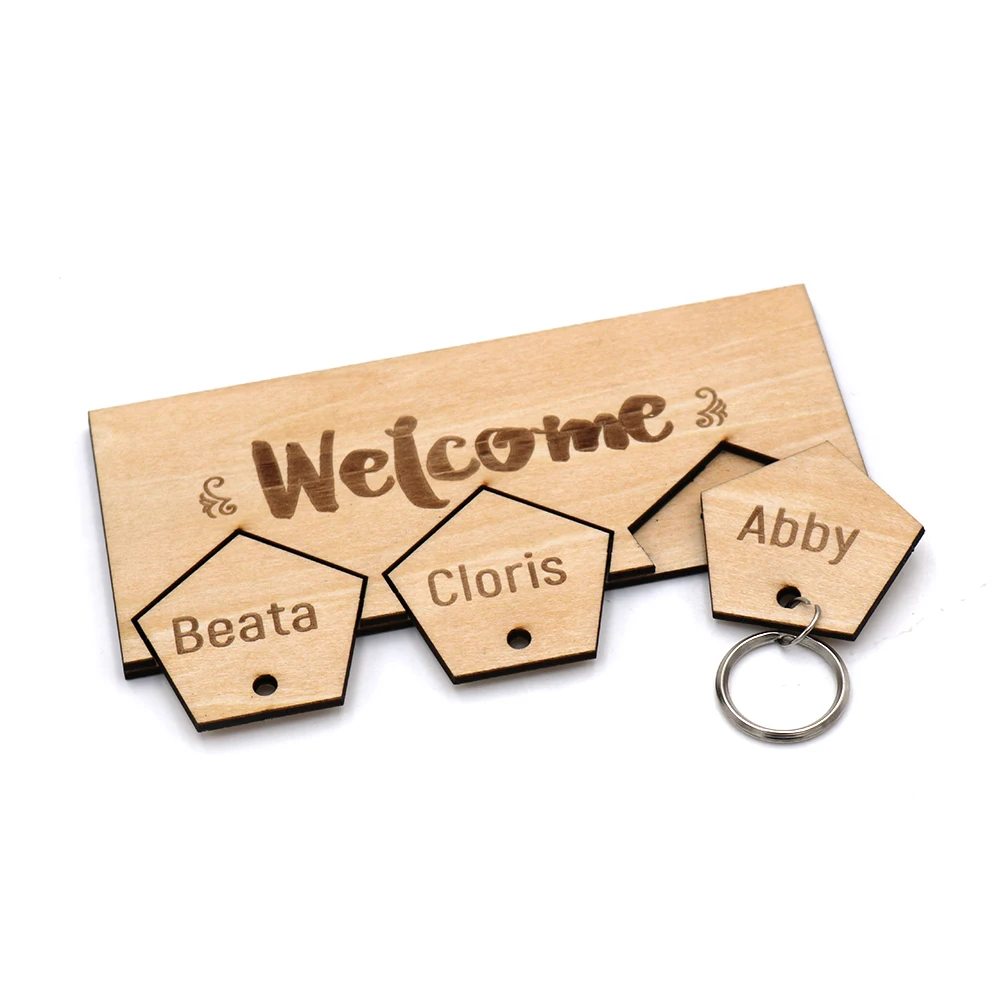 New Arrival Personalized Laser Cut Wooden Key Chain Holder For Home
