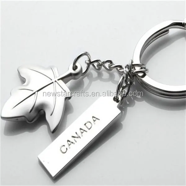 Promotional Metal 3d Canada Maple Leaf Engraved Keychains Buy High