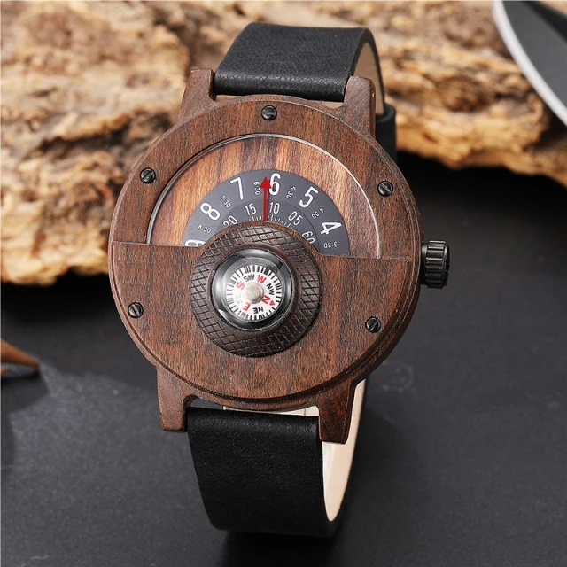 

Compass function watch, wooden watch, men's leisure wooden watch