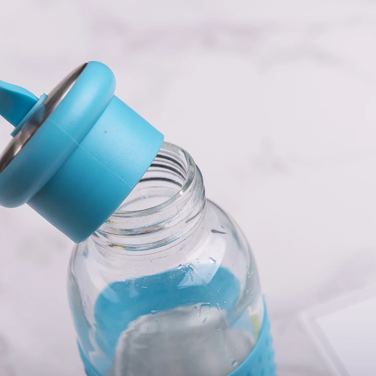 380ML High Quality OEM Good Price Silicone Sleeve Glass Water Bottle