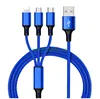 3 in 1 data line braid fast charge mobile phone multi-function synchronous charging line