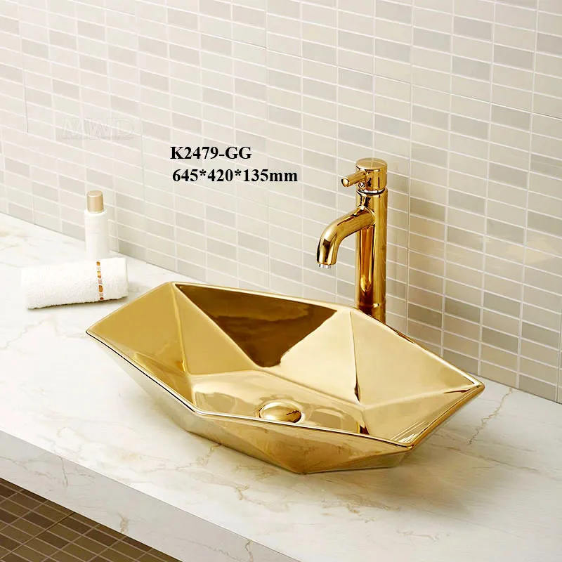 golden countertop ceramic sinks bathroom unique wash basin