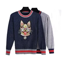 

New Arrival Puppy Patchwork Custom Knitted Sweater for Women