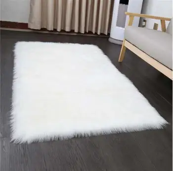 Long Hair White Color Luxury Sheepskin Faux Fur Rug High Luxury Sheepskin Faux Fur Rug