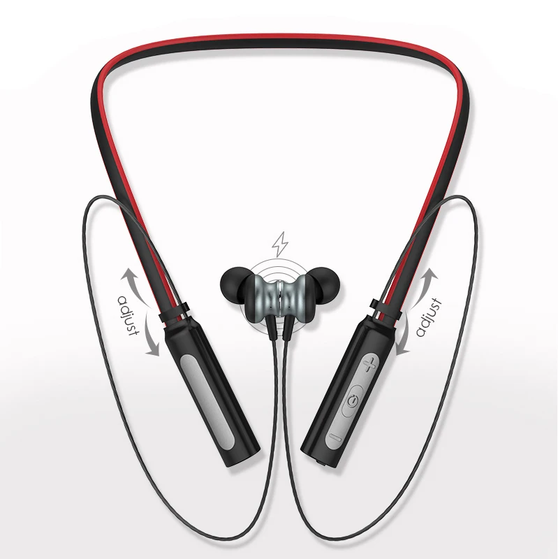 

NEW L9 Hifi Neckband sport wireless earphones neck headsets with Mic audifonos ear phones for running, Black;red