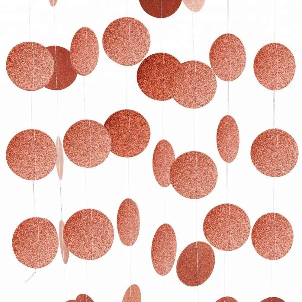 
Hstyle Rose Gold Color Glitter Circle Dot Garland Bridal Shower Gifts Bachelorette Party Supplies  2 Meters S223 