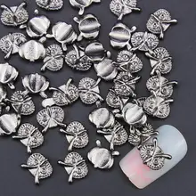 10Pcs Lot Alloy Owl Design 3D Nail Art Decorations Glitter Gold Silver Black 3 Color Nighthawk