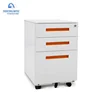 Factory supply office 3 drawers mobile pedestal steel file cabinet moveable storage metal cabinet with wheels