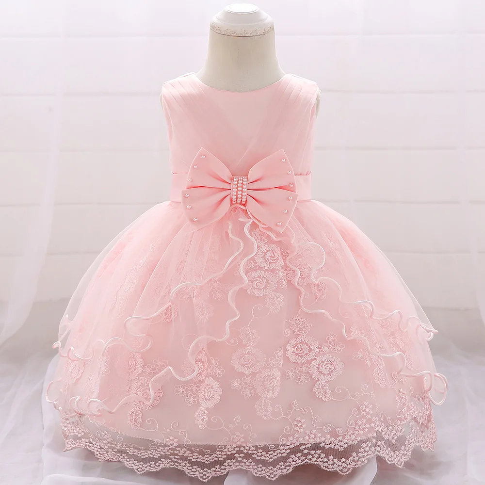 

Baby Christening Gowns Children's Clothes Small Kids First Birthday Communion Floral Baby Dress L1869XZ, As picture