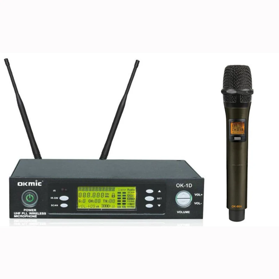 

UHF PLL 32/96 channels the best wireless microphone for singing, Black